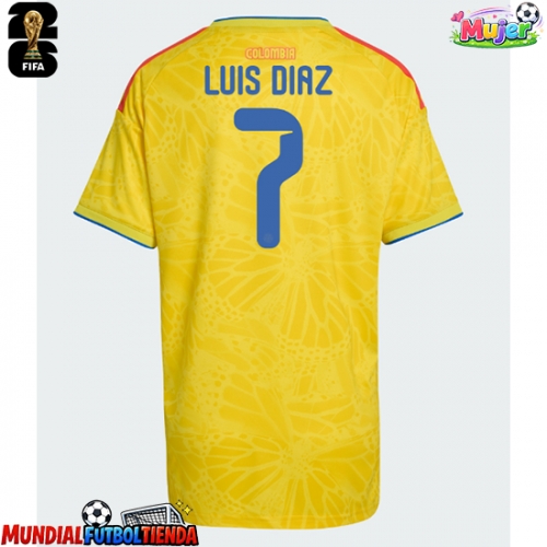 Camiseta Colombia Luis Diaz #7 Primera Equipación Replica Mundial 2026 para mujer mangas cortas